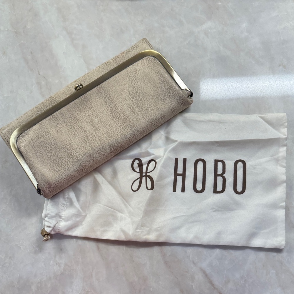 HOBO Beige Clutch with Gold Accents